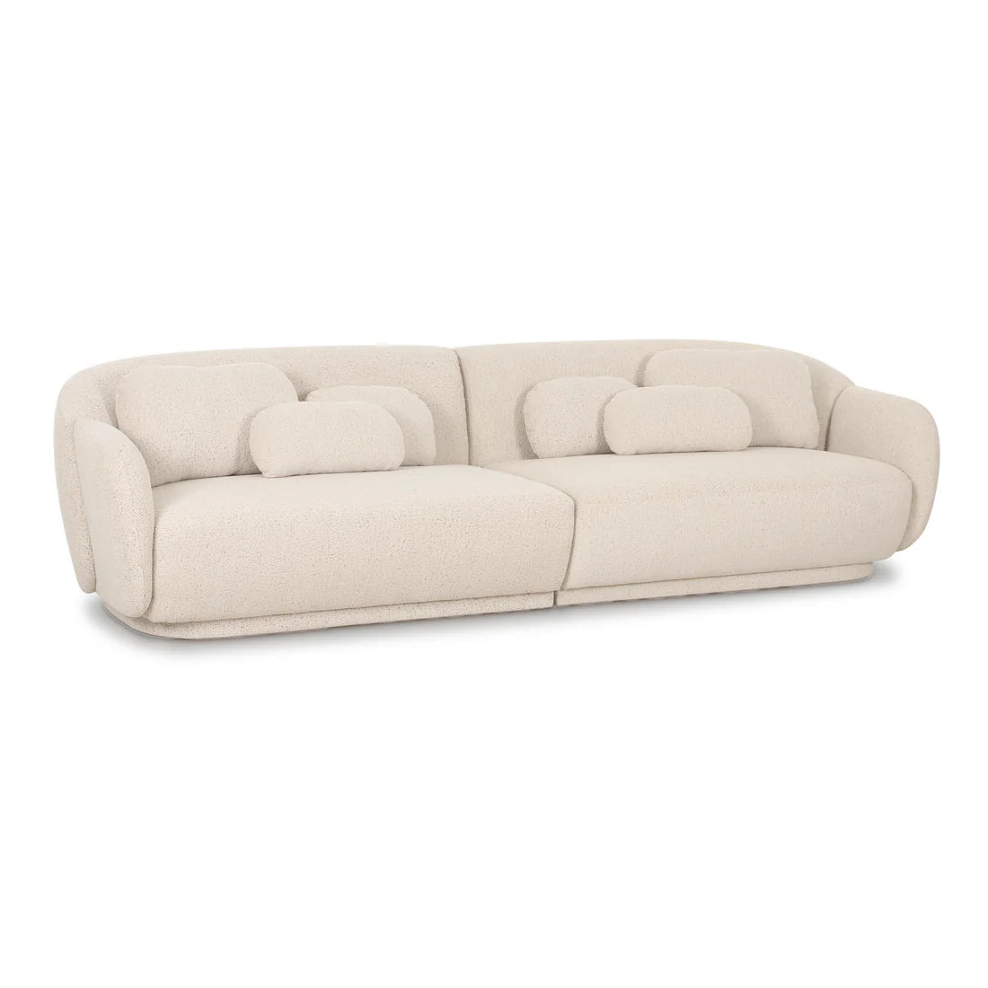 115 inch cream colored high performance loop velvet modular sofa