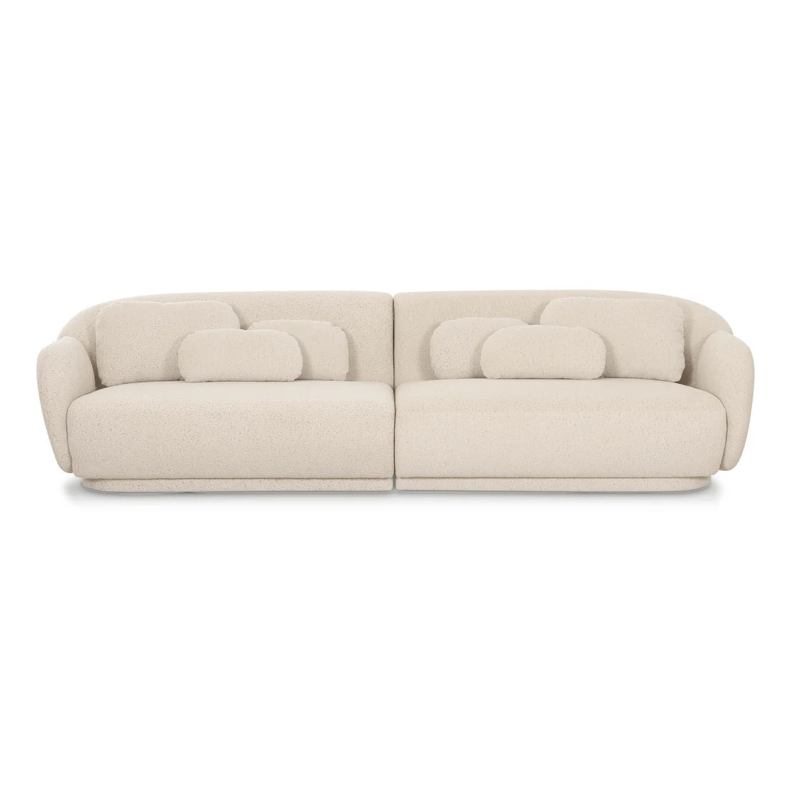 115 inch cream colored high performance loop velvet modular sofa