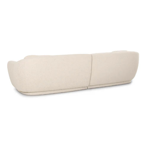 115 inch cream colored high performance loop velvet modular sofa