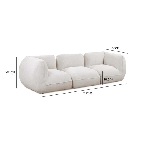 115 inch stone white commercial grade woven chenille modular sofa