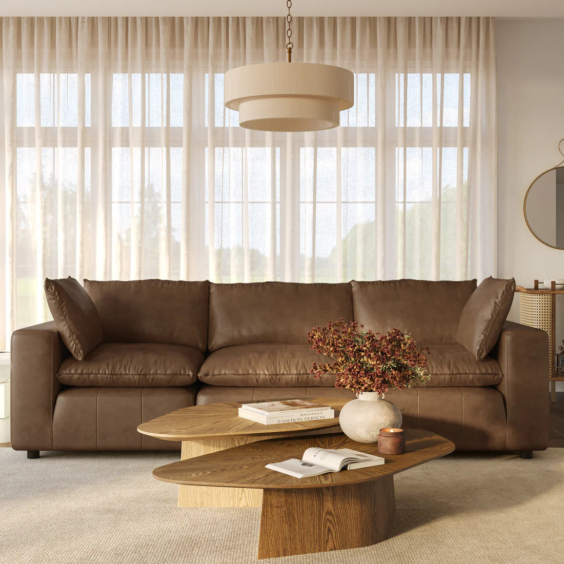 120 inch brown leather modular sofa