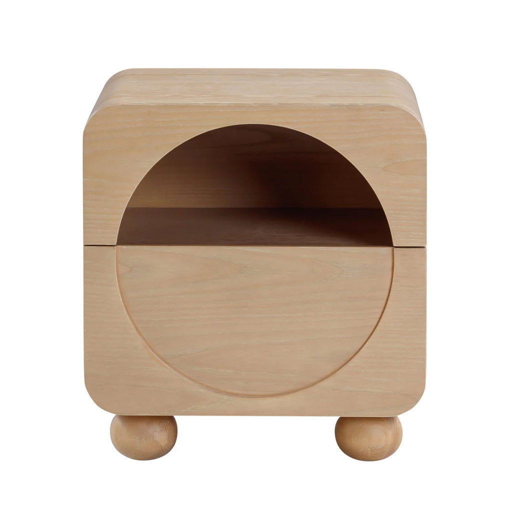 20 inch natural ash wood bedside table with drawers