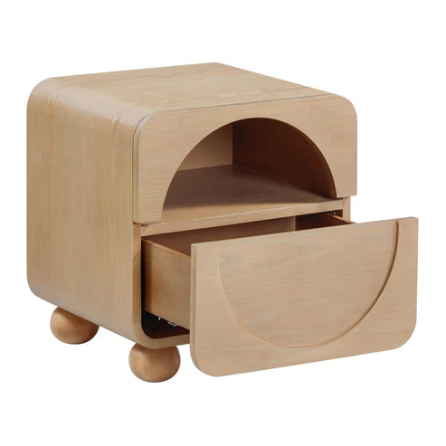 20 inch natural ash wood bedside table with drawers