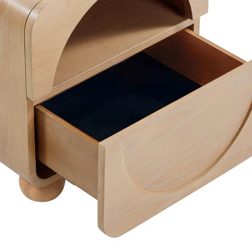 20 inch natural ash wood bedside table with drawers