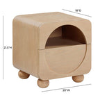 20 inch natural ash wood bedside table with drawers