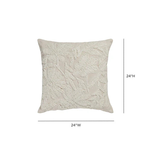 24 inch european style square embroidered throw pillow