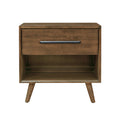 24 inch walnut single drawer bedside table