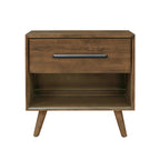 24 inch walnut single drawer bedside table