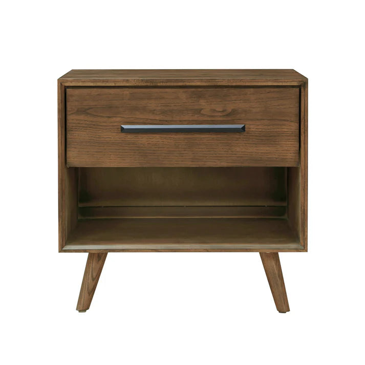 24 inch walnut single drawer bedside table