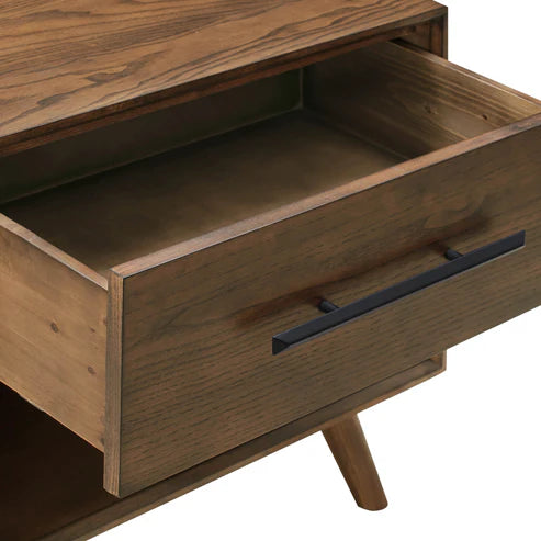 24 inch walnut single drawer bedside table