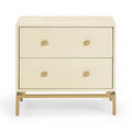 25 inch faux sharkskin double drawer bedside table