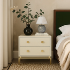 25 inch faux sharkskin double drawer bedside table