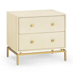 25 inch faux sharkskin double drawer bedside table