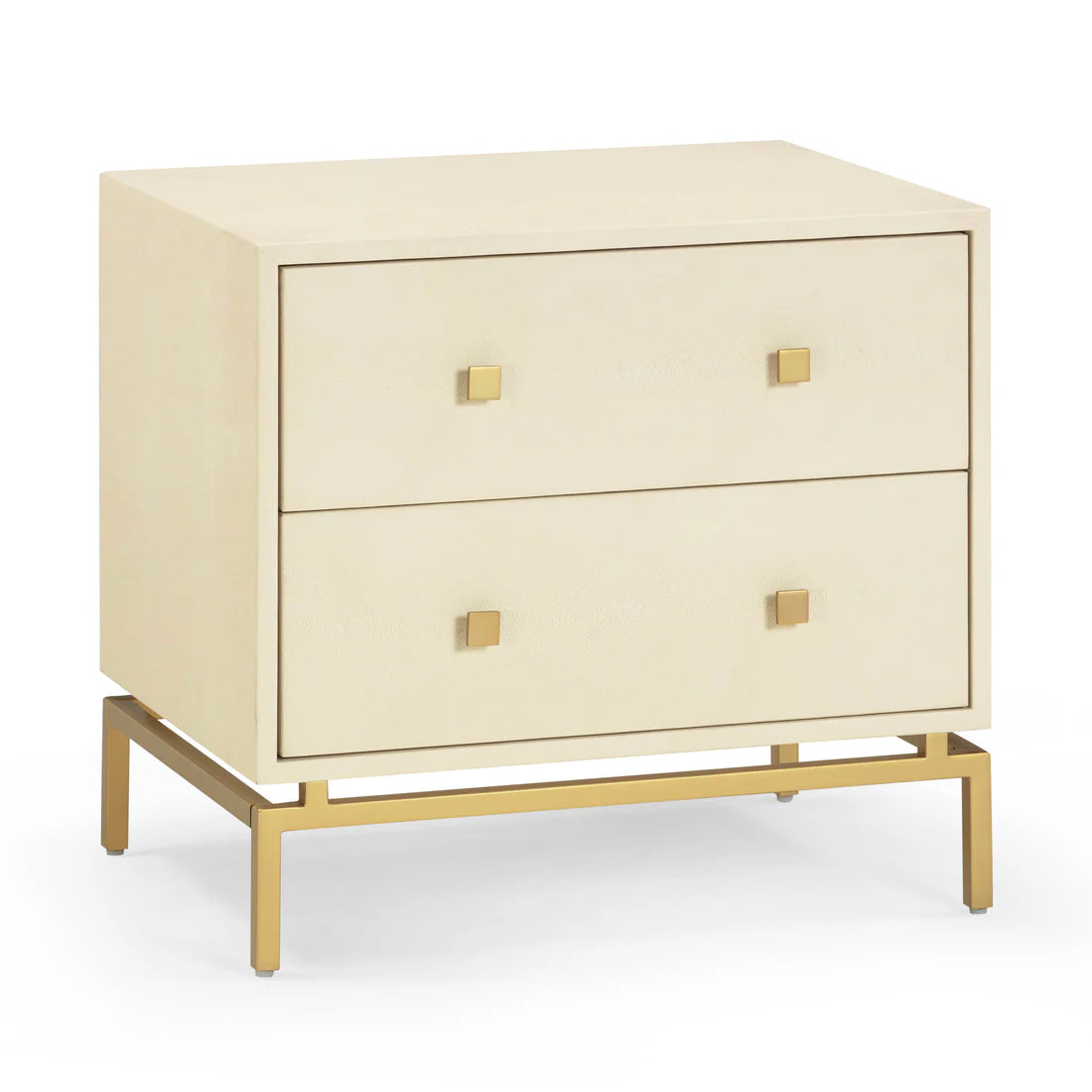 25 inch faux sharkskin double drawer bedside table