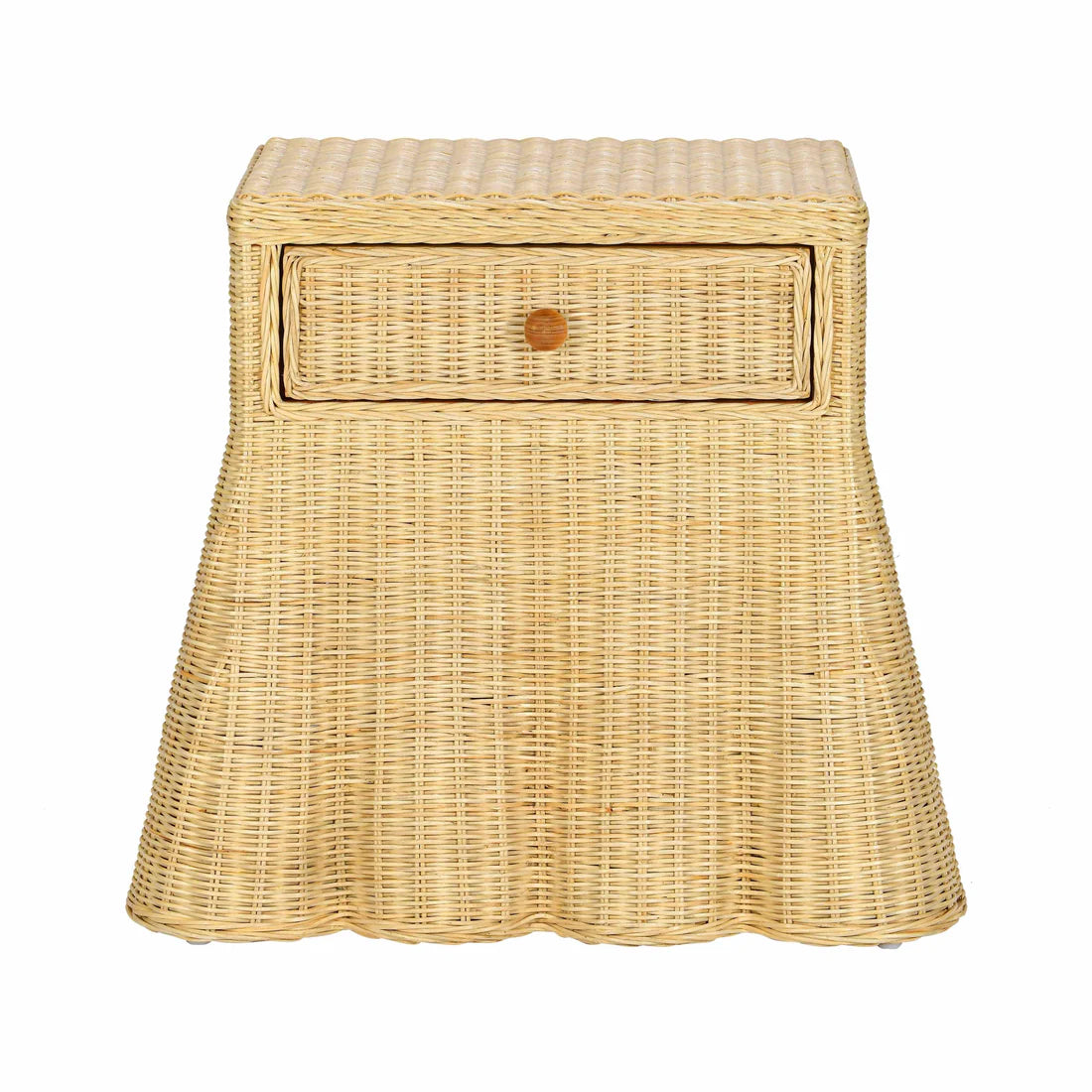 25 inch natural rattan bedside table with drawers