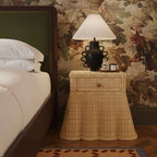 25 inch natural rattan bedside table with drawers
