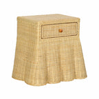25 inch natural rattan bedside table with drawers