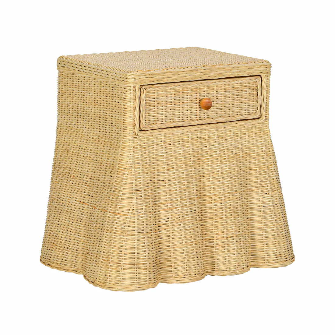 25 inch natural rattan bedside table with drawers
