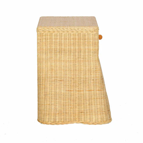 25 inch natural rattan bedside table with drawers