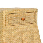 25 inch natural rattan bedside table with drawers