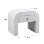 26 inch arched bedside table with drawers