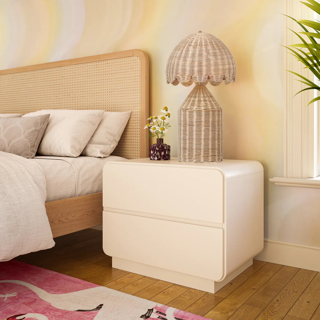 28 inch 2 drawer bedside table