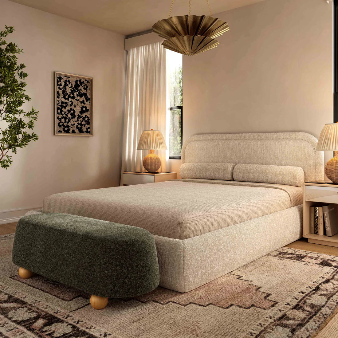48 inch imitation mohair large footstool