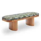 48 inch olive green leopard print jacquard bench
