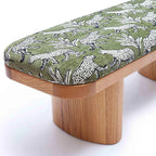 48 inch olive green leopard print jacquard bench