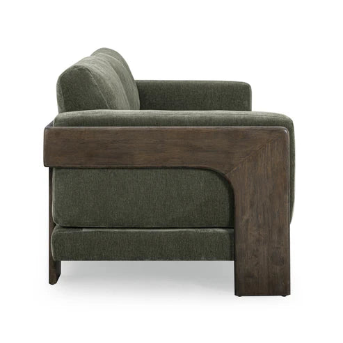 91 inch chenille solid wood sofa