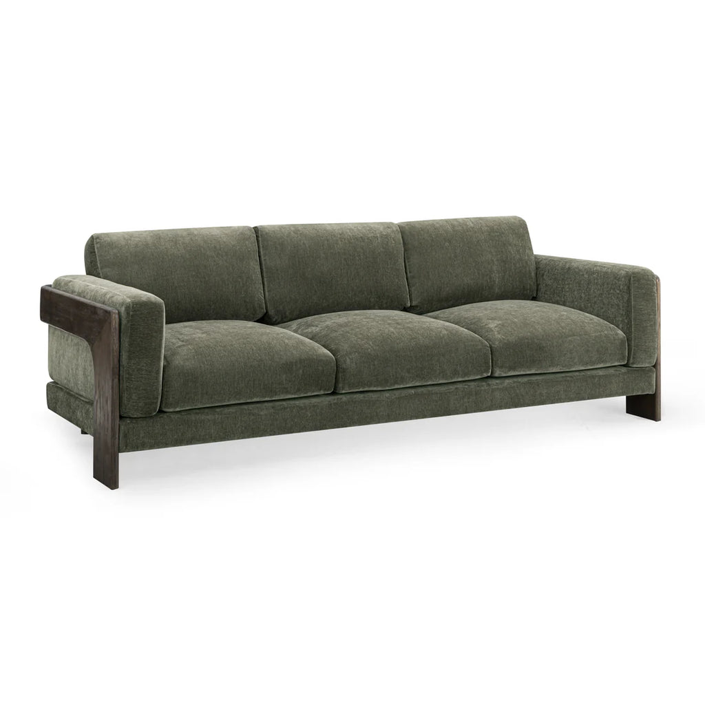 91 inch chenille solid wood sofa