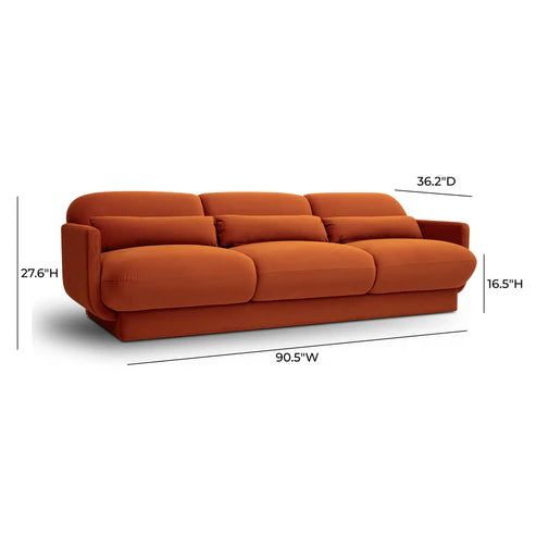 Azalea red 90.5 inch high performance velvet sofa