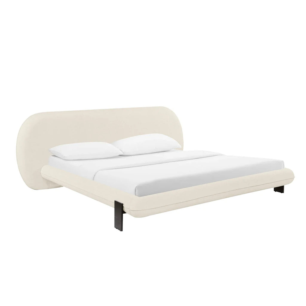Cream colored faux wool bed