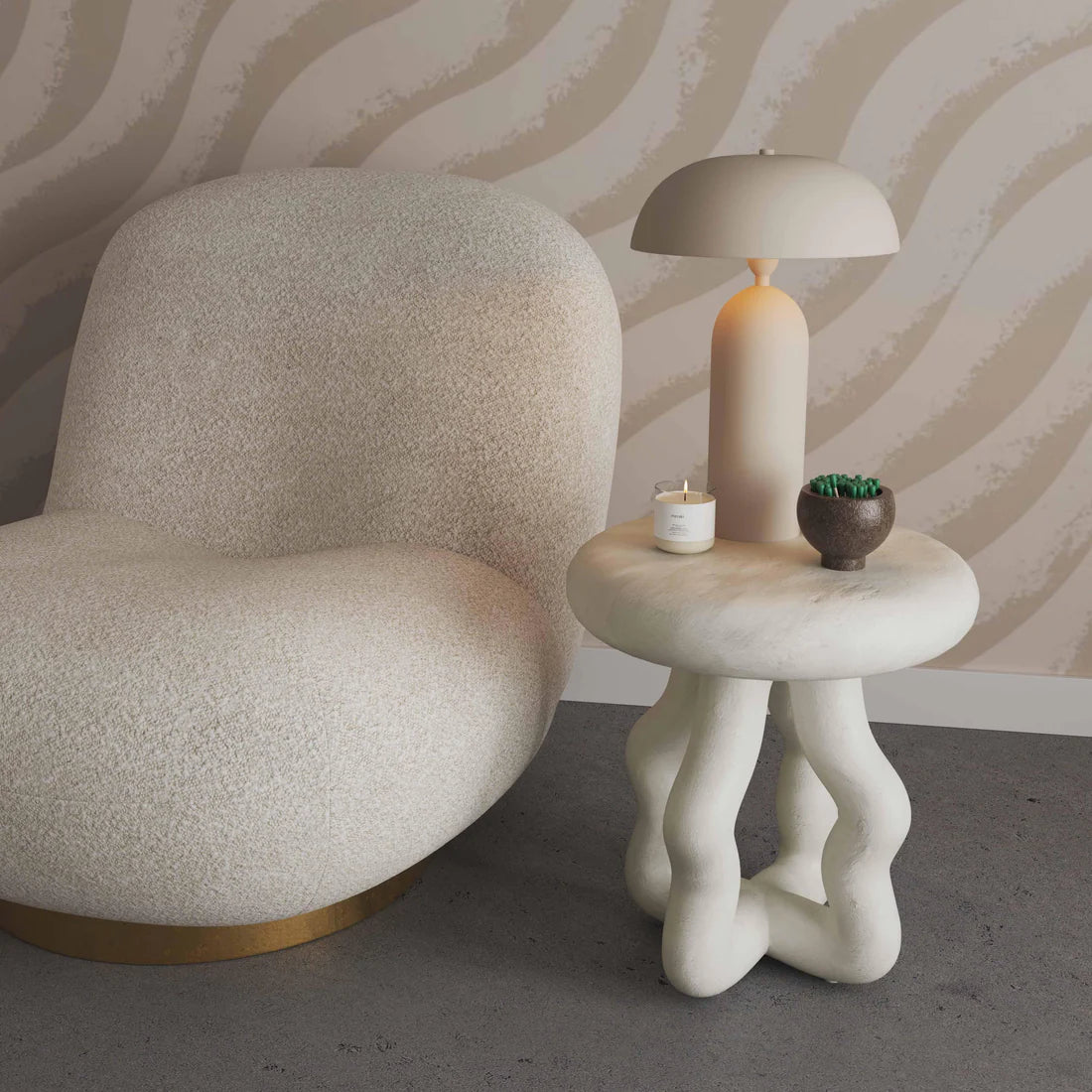 Cream textured side table