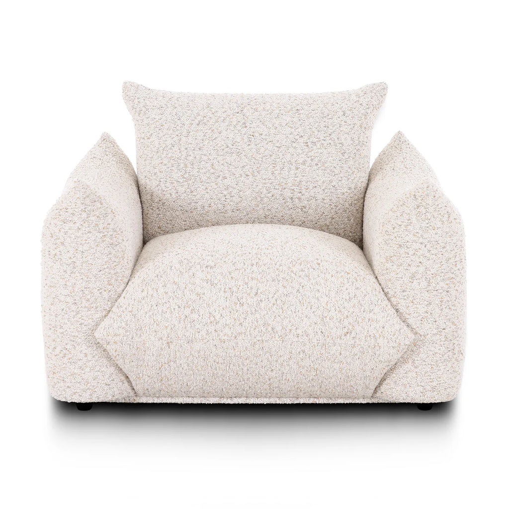Sand colored coarse fabric armchair