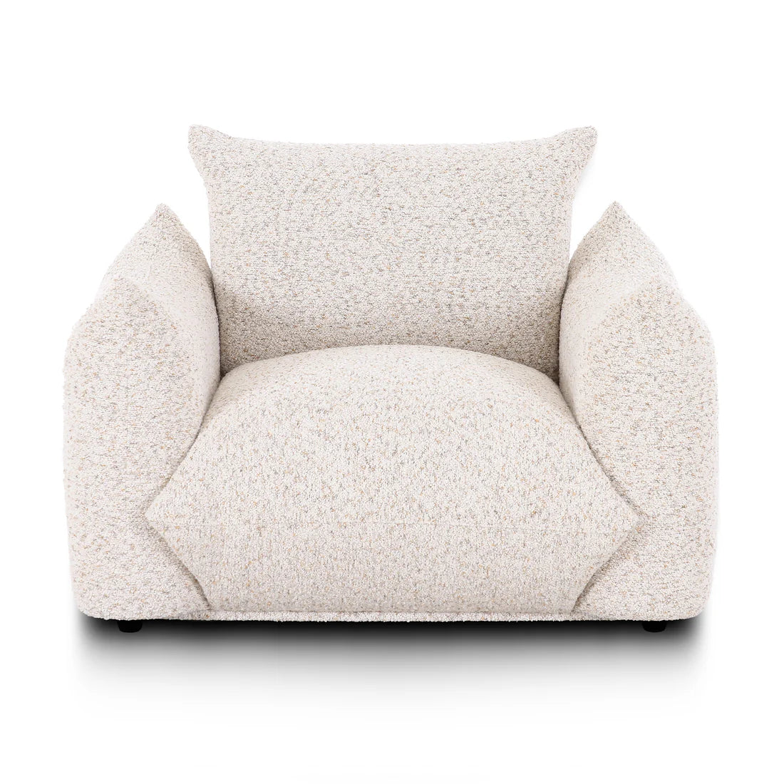 Sand colored coarse fabric armchair