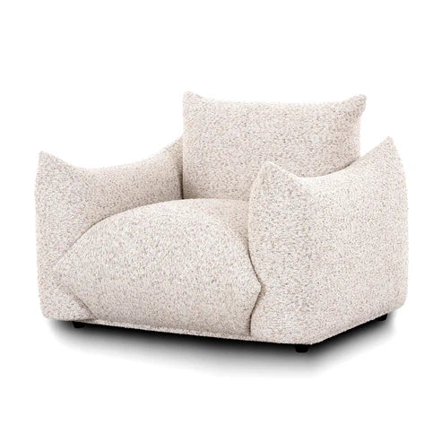Sand colored coarse fabric armchair