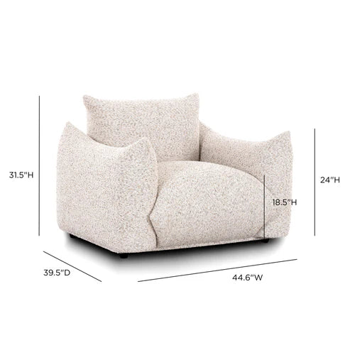 Sand colored coarse fabric armchair
