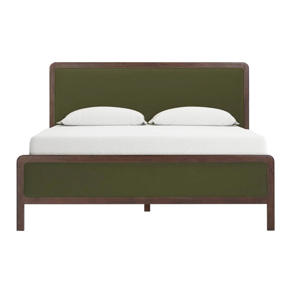 Velvet and ash wood bed