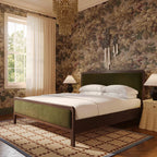 Velvet and ash wood bed