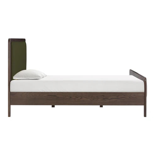 Velvet and ash wood bed