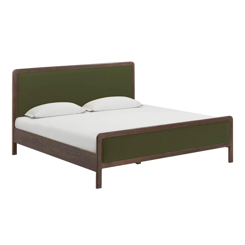 Velvet and ash wood bed