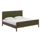 Velvet and ash wood bed