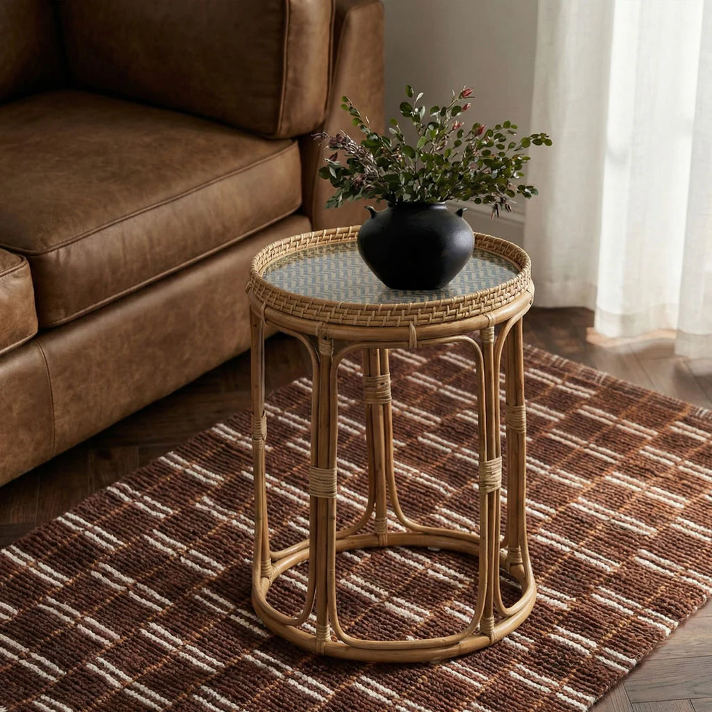 Rattan side table